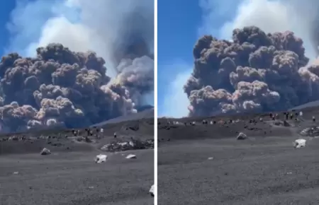 Volcán Etna hizo erupción y asustó a turistas.