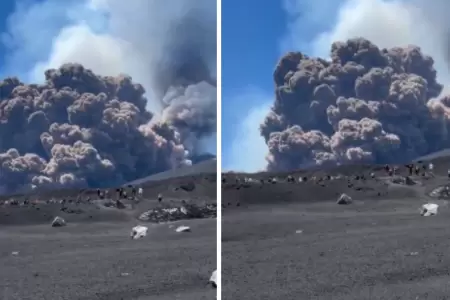 Volcn Etna hizo erupcin y asust a turistas.