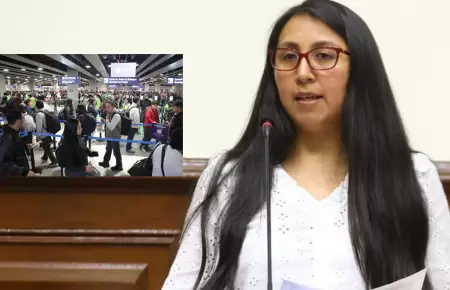 Ruth Luque tambin fue afectada por el caos en el Jorge Chvez.