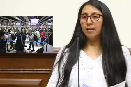 Ruth Luque tambin fue afectada por el caos en el Jorge Chvez.