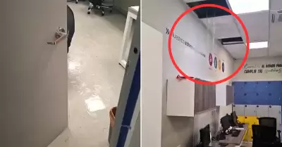 Filtración de agua en oficina de aeropuerto.