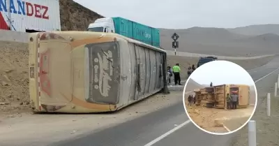 Volcadura de bus interprovincial deja 5 heridos en Panamericana Norte.