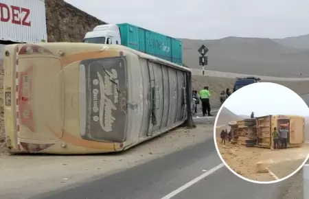 Volcadura de bus interprovincial deja 5 heridos en Panamericana Norte.