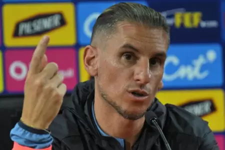Sebastin Beccacece en la previa del Per vs. Ecuador.