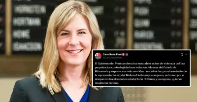 Perú condena asesinato de Melissa Hortman en EE.UU.