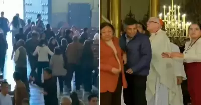 Sismo 6.1 causó pánico en la Catedral de Lima en plena misa.