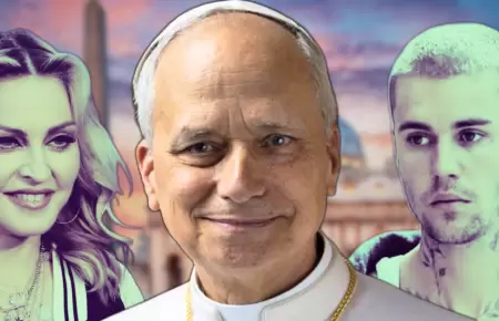 Madonna, el papa Len XIV y Justin Bieber.