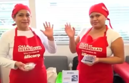 Lideresas de ollas comunes participan en feria emprendedora de Alicorp.