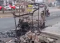 SMP: Presuntos extorsionadores incendian mototaxi en plena va pblica y dejan mensaje amenazante