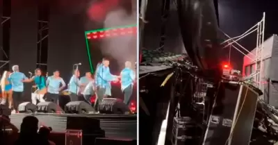 Músicos se salvan tras caída de pantalla Led en Tarapoto.