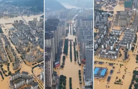 Inundaciones en China dejan al menos seis muertos.