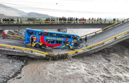 Demolicin del colapsado puente Chancay