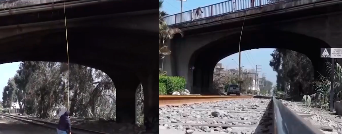 Exitosa midi el puente Los ngeles y comprob que los trenes donados a la MML no cabran bajo esa estructura.