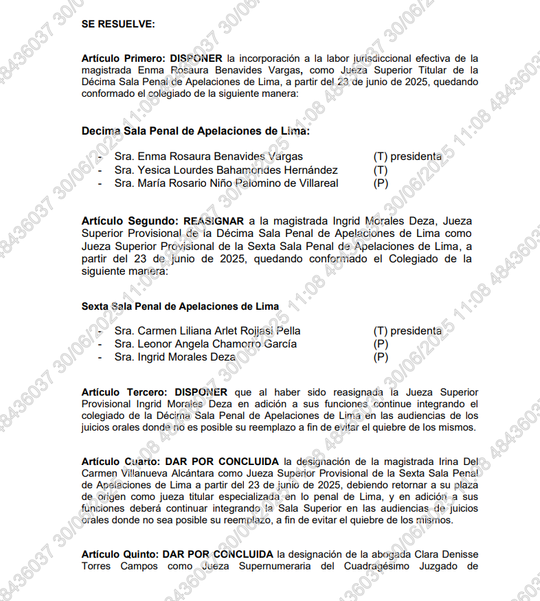 Resolucin de restitucin de Enma Benavides.