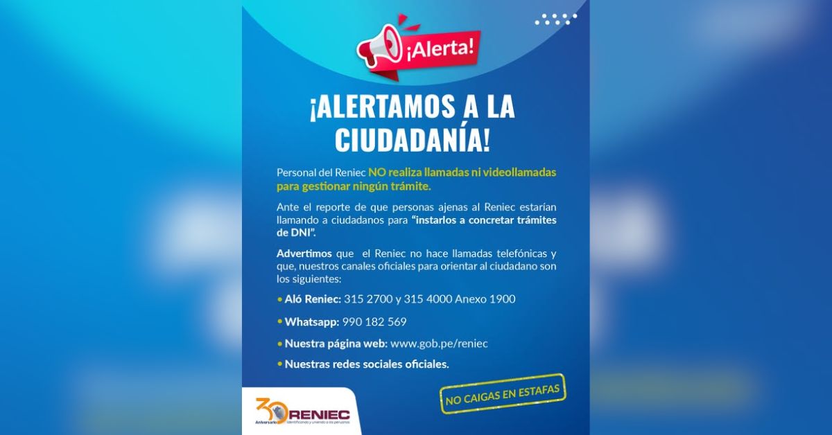Advertencia de Reniec