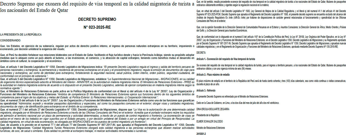 Decreto Supremo N. 023-2025-RE.