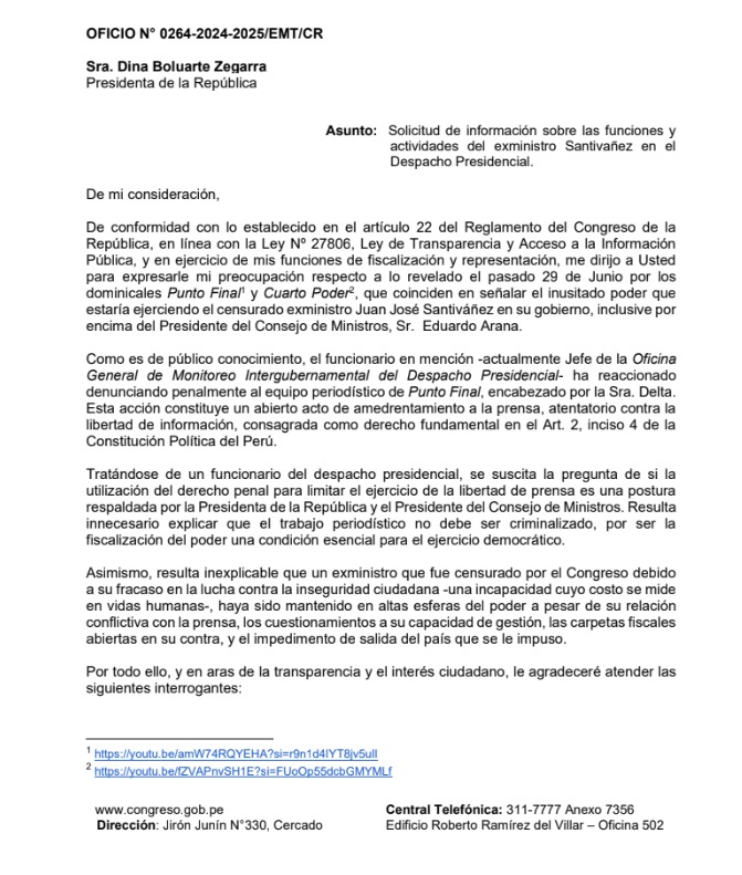 Edward Mlaga exige respuestas respecto a las funciones de Juan Jos Santivez.