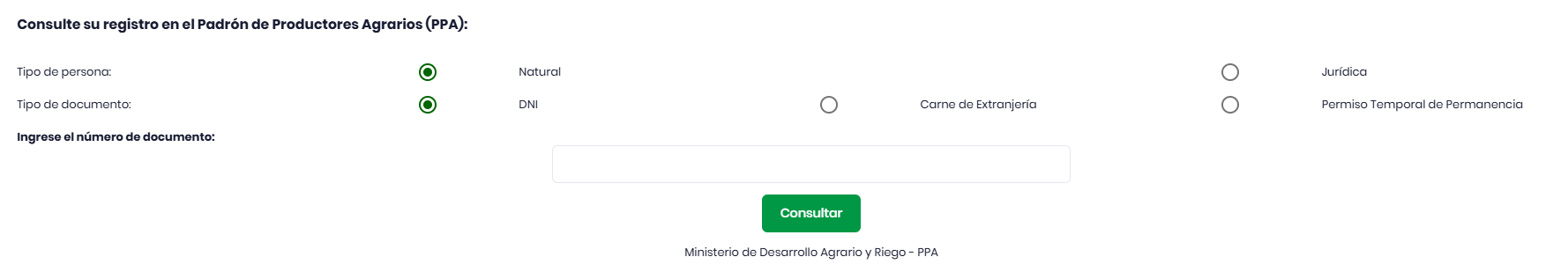 Consulta si ests en el Padrn de Productores Agrarios de Midagri.