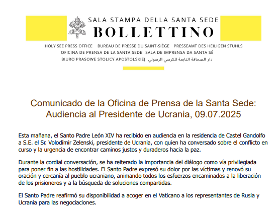 Comunicado de la Santa Sede
