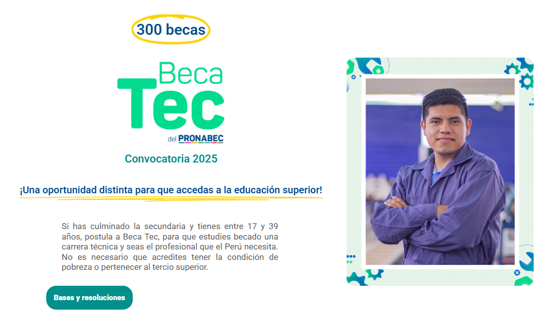 Pronabec lanza 300 Becas TEC.
