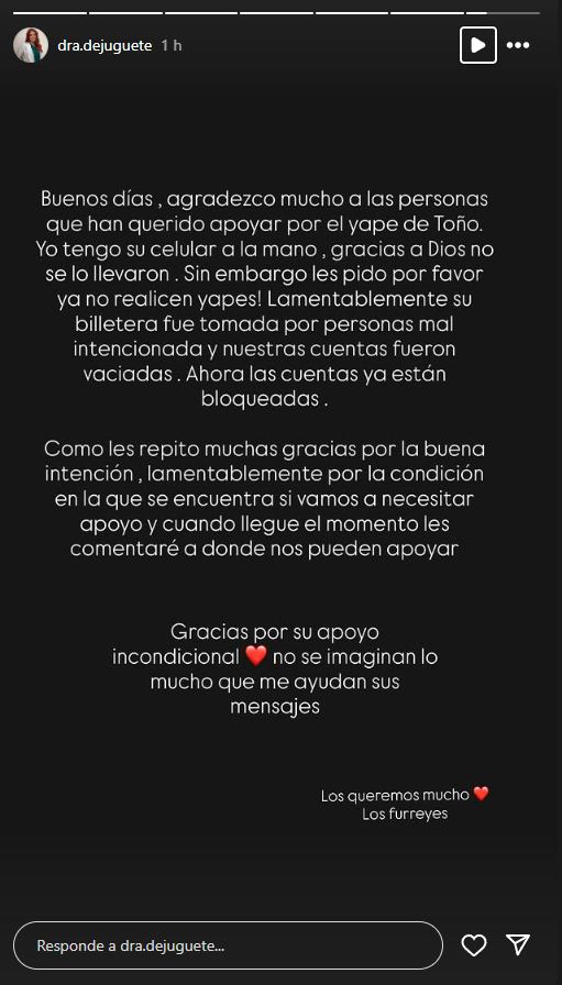 Esposa de Furrey denuncia que vaciaron sus cuentas tras el accidente