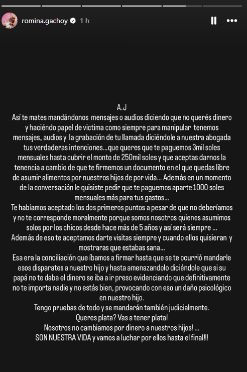 comunicado romina gachoy