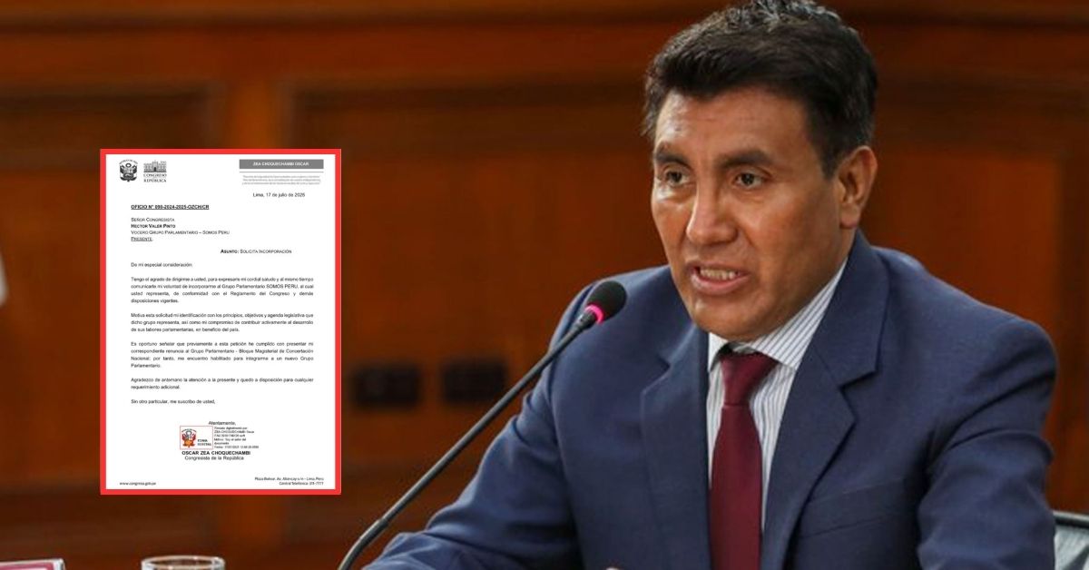 Óscar Zea renuncia al Grupo Parlamentario Bloque Magisterial y busca unirse a la bancada de Somos Perú