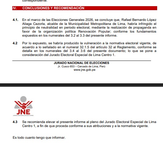 Rafael Lpez Aliaga habra infringido la neutralidad electoral.