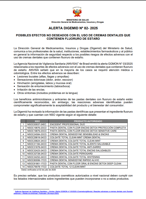 Identifican 14 marcas con presencia de fluoruro de estao.