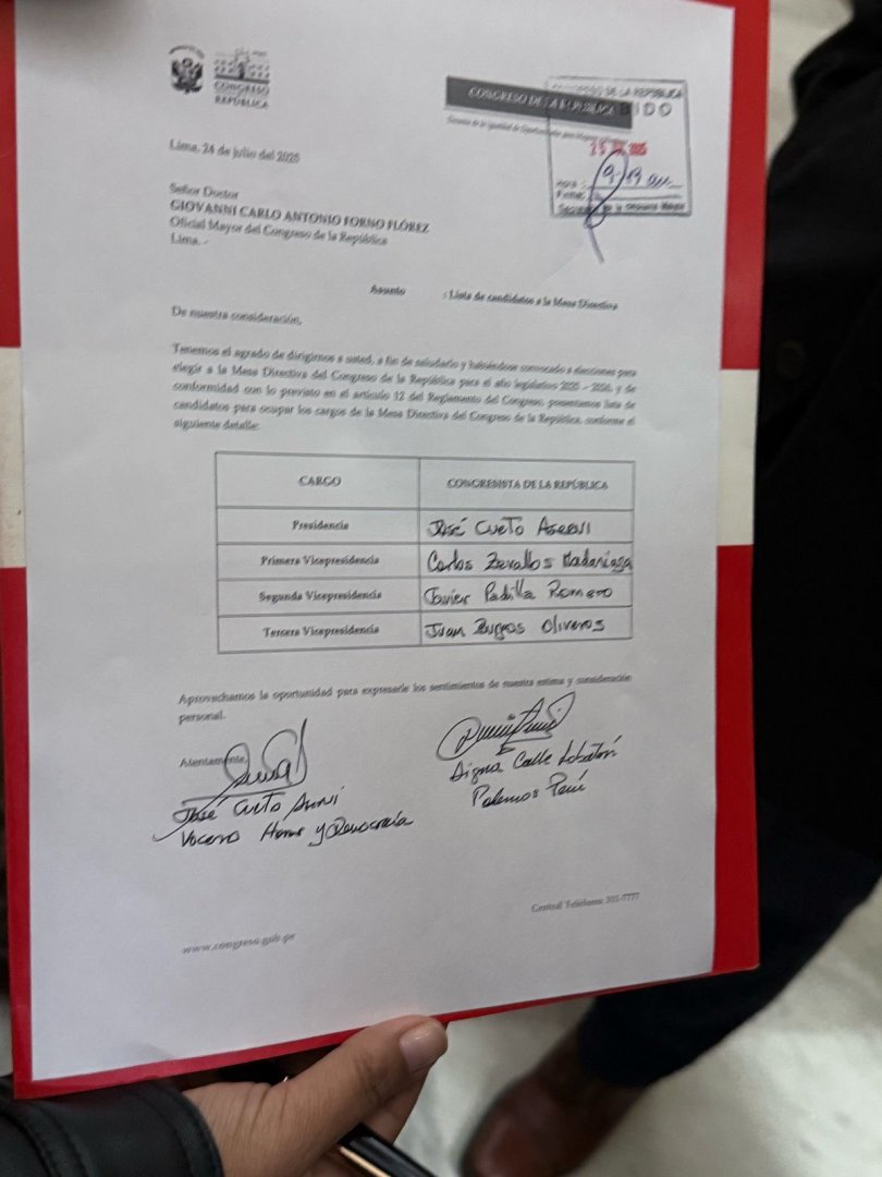 Presentan segunda lista para la Mesa Directiva del Congreso