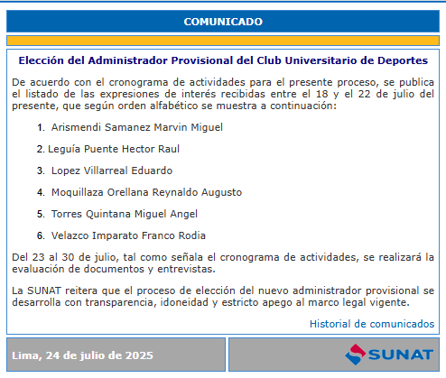 Candidatos a dirigir a Universitario de Deportes