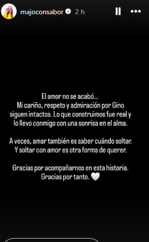 Majo con Sabor confirma el fin de su relacin con Gino Assereto