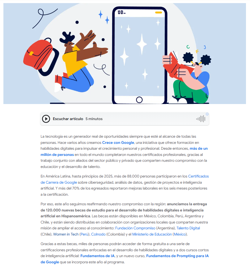 Google anuncia nueva beca para Hispanoamrica.