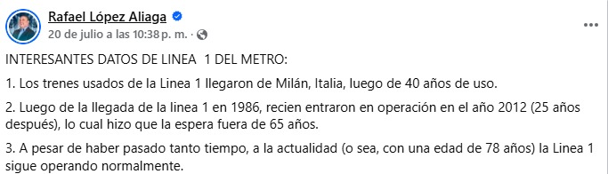 RLA asegur que trenes de la Lnea 1 llegaron usados al Per.