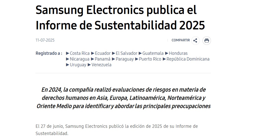 El informe de sustentabilidad de Samsung del 2024.