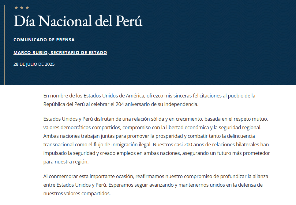 La carta enviada por Marco Rubio.