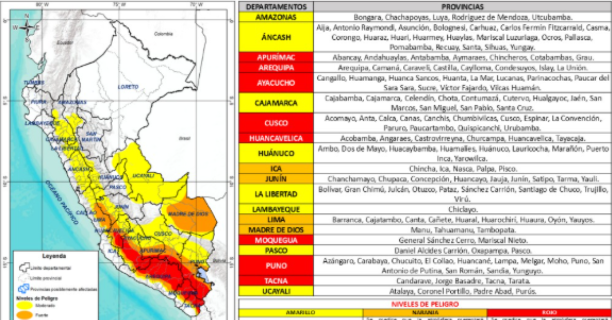 8 regiones en alerta