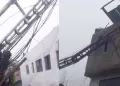 SJL: Trabajador se salva de morir luego del colapso de una antena de telefona sobre una vivienda