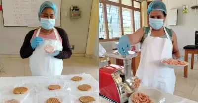 Hamburguesas y chorizos a base de gallina regional