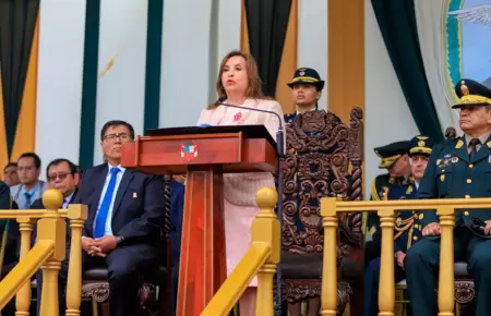 Dina Boluarte en aniversario de Dircote.