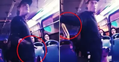Sujeto pide limosna con cuchillo en buses