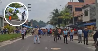 Enfrentamientos en Iquitos ante llegada de Dina Boluarte