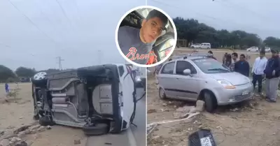 Joven en aparente estado de ebriedad choca contra taxi en Chiclayo