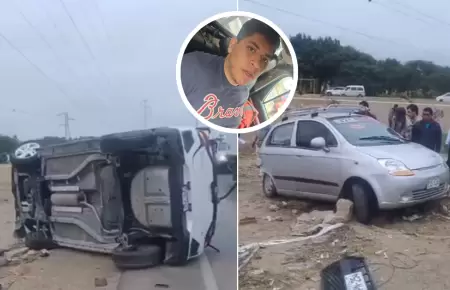 Joven en aparente estado de ebriedad choca contra taxi en Chiclayo