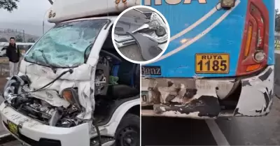 Conductor de furgoneta choca contra bus 'El Chino' en Los Olivos