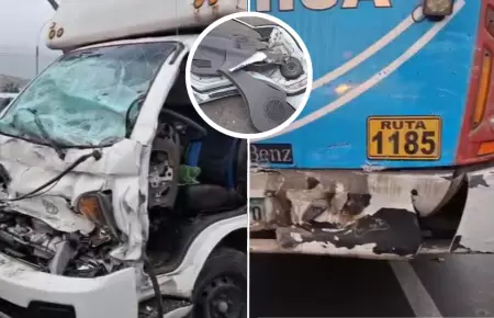 Conductor de furgoneta choca contra bus 'El Chino' en Los Olivos