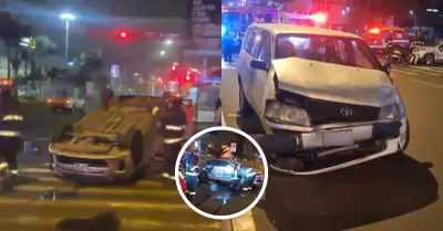 Auto qued volcado tras fuerte choque en San Miguel