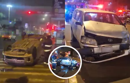 Auto qued volcado tras fuerte choque en San Miguel