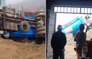 Puente Piedra: Camin cisterna cay desde lo alto de un cerro cuando suba para abastecer familias