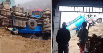 Camión cisterna cayó sobre casa en Puente Piedra